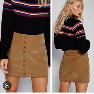 Free People Faux Brown Leather mini skirt,size 4